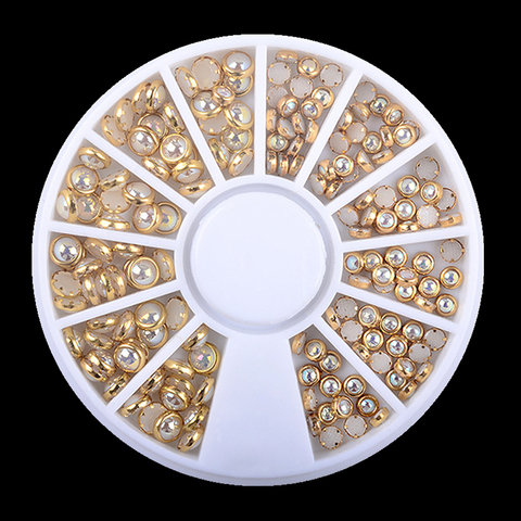 1Box AB Beige Metal Edge Glitter Nail Beads Studs Beauty Charm Nail Art DIY Pearls Decorations Wheel ► Photo 1/3