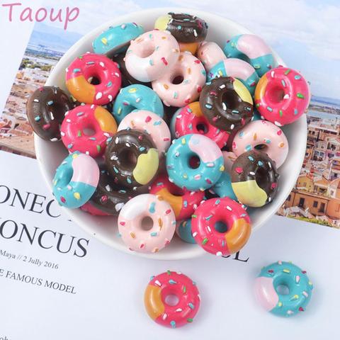 Taoup 10pcs Creamy Resin Donut Decor Supplies Donut Party Favors Birthday Party Supplies Baby Shower Decor DIY Crafts for Phone ► Photo 1/6