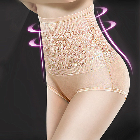Women Cotton High Waist Underwear Sexy Lace Female Panties Shapewear Abdomen Hips Slimming Calcinha Lingerie Briefs Seamless ► Photo 1/6