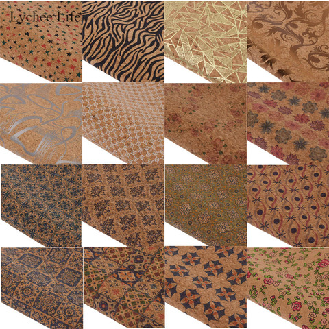 Lychee Life 16 Styles Vintage Star Flower Printed Synthetic Leather Fabric Soft Cork Sewing Leather For Bags Garment Diy Crafts ► Photo 1/6