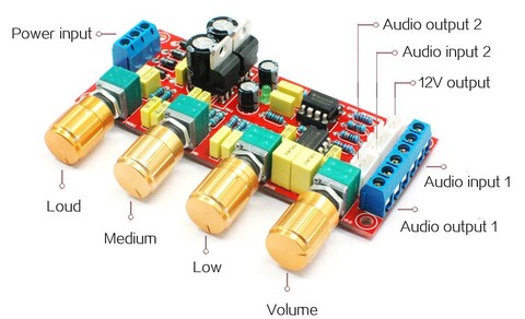 DIY kit NE5532 HIFI Preamp Amplifier Pre-amplifier Tone Board Kits Treble Alto Bass Volume Control ► Photo 1/5