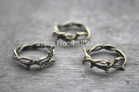 10pcs--Crown of Thorns Charms,Thorn Ring,Bronze Twig Ring, Branch Ring Pendants,Charms, gift accessory 23 mm ► Photo 1/1