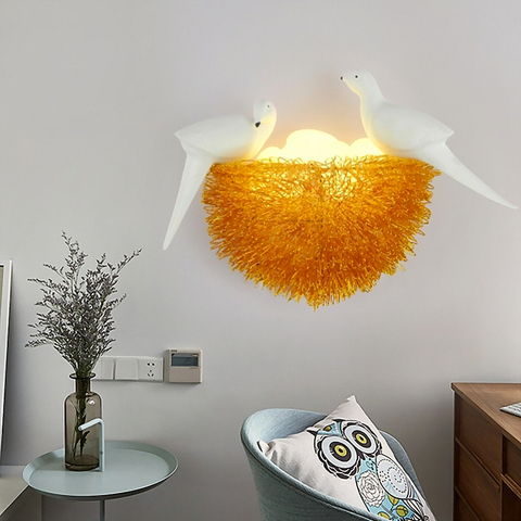 Bird Nest LED Wall Lamp Children Bedroom Study Room Restaurant Decoration Novelty Wall Light With 3D Birds Art Lamp ► Photo 1/6