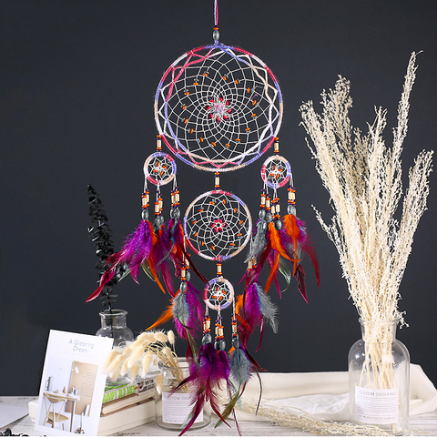 NEW Creative all handmade five-ring dream catcher pendant living room bedroom decoration wall hanging beautiful Hanging ornament ► Photo 1/5
