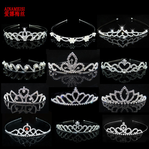AINAMEISI Princess Crystal Tiaras and Crowns Headband Kid Girls Love Bridal Prom Crown Wedding Party Accessiories Hair Jewelry ► Photo 1/6