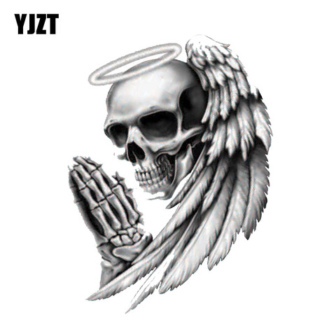 YJZT 9.5CM*12.7CM Personality ANGEL OF DEATH SKULL Car Sticker Motorcycle Decal PVC 6-0143 ► Photo 1/6