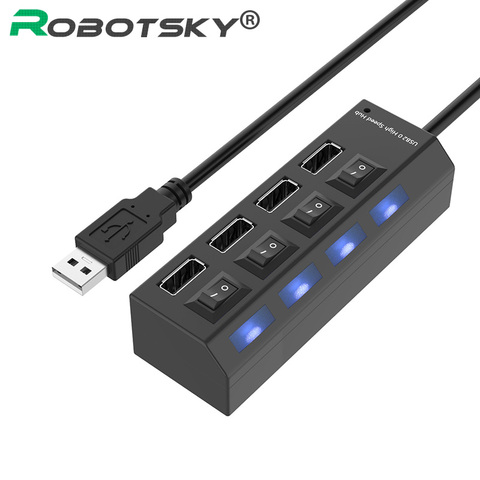 4 Port Micro USB Hub 2.0 USB Splitter High Speed 480Mbps USB 2.0 Hub LED With ON/OFF Switch For Tablet Laptop Computer Notebook ► Photo 1/6