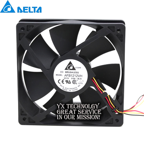 Delta For 120mm AFB1212VH-BL3V fan 12025 120mm 12V 0.60A 3lines dedicated cooling fan for  120*120*25mm ► Photo 1/6