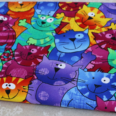 Cartoon cats patchwork sewing digital print fabric cotton tissues ► Photo 1/6