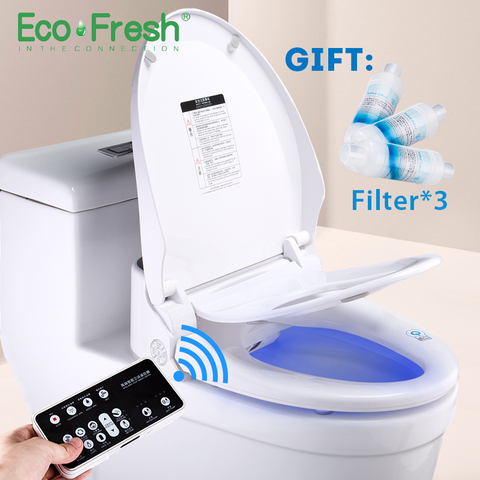 Ecofresh Smart toilet seat Elongate Electric Bidet cover heat sits led light integrated children baby traing chair ► Photo 1/6