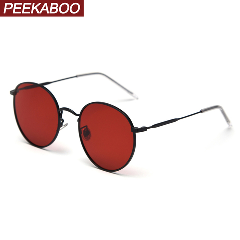 Peekaboo metal round sunglasses women polarized red orange retro sun glasses for men driving eyewear accessories 2022 summer ► Photo 1/6