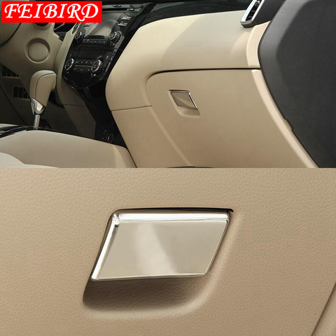 ABS Chrome Copilot Glove Storage Box Handle Sequins Molding Garnish Silver For Nissan Qashqai J11 2014 2015 2016 2017 2022 ► Photo 1/6