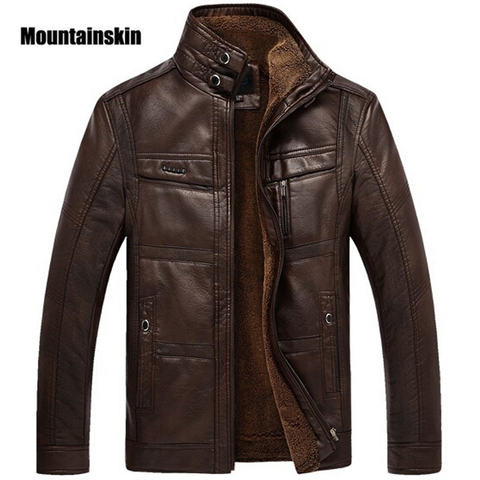 Mountainskin Leather Jacket Men Coats 5XL Brand High Quality PU Outerwear Men Business Winter Faux Fur Male Jacket Fleece EDA113 ► Photo 1/6