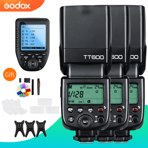 3x Godox TT600 Built-in Receive Camera Flash Speedlite with Xpro Transmitter for for Canon Nikon Sony Fuji Olympus Pentax Camera ► Photo 1/1