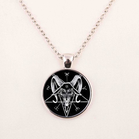 Satanism Pendant Necklace Sigil of Leviathan Baphomet Necklace Fashion Chain Mens Womens Glass Pendant Men Jewelry ► Photo 1/5