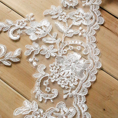 Off White Lace Trim High Quality Wedding Lace Fabric Handmade DIY Clothes Accessories 16cm Wide 1yard/lot ► Photo 1/4