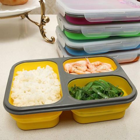 1100ml Silicone Collapsible Portable Lunch Box Large Capacity Bowl Lunch Bento Box Folding Lunchbox Eco-Friendly ► Photo 1/6