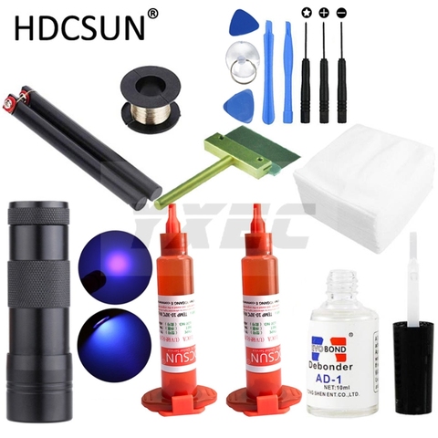 16 in1 LOCA tp-2500 UV Glue 5ml + UV curing light+Uv Glue Remover +Cutting Wire+clothes + clean tool For LCD Touch Screen Repair ► Photo 1/6