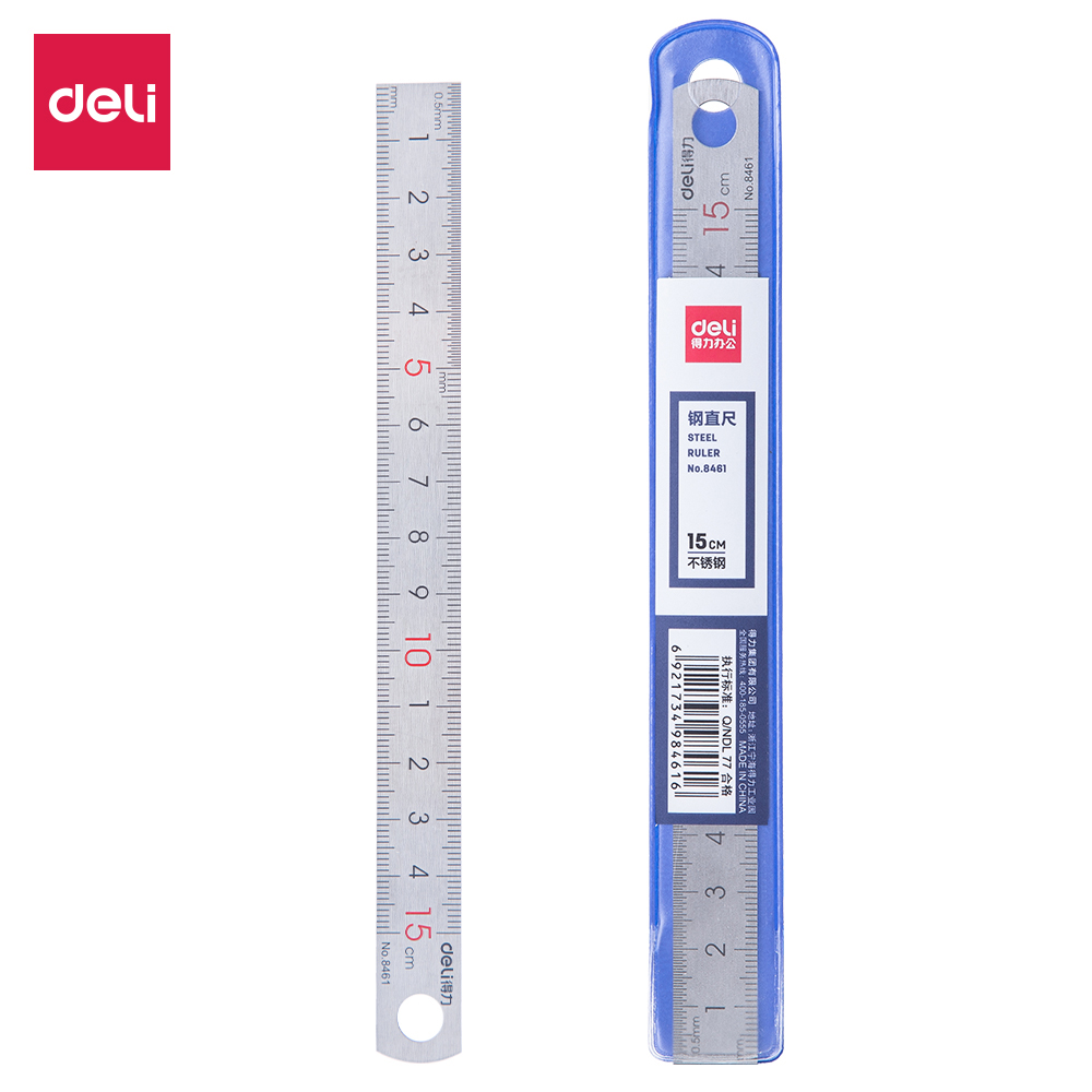 Deli Steel Metal iron stainless straight inch Ruler 15cm 8461