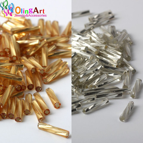 OlingArt Gold and silver Color Tube 9mm/11mm/15mm  20G Twist Bugles Glass Seed Beads Wholesale Accessory necklace jewelry making ► Photo 1/5