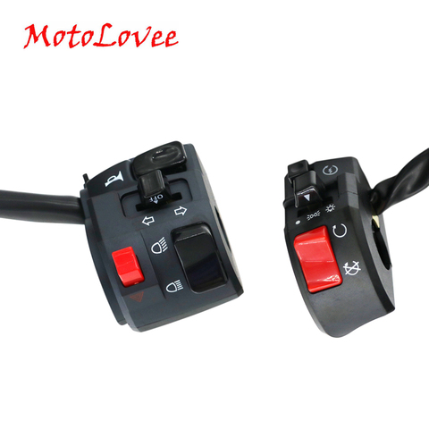 MotoLovee 22mm Motorcycle Switches Motorbike Horn Button Turn Signal Electric Fog Lamp Light Start Handlebar Controller Switch ► Photo 1/6