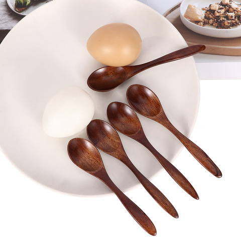 5pcs Natural Wood Spoon Bamboo Cooking Utensil Coffee Kitchen Teaspoon Tableware Accessories ► Photo 1/6