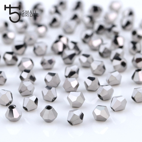 Austrian 4mm Silver colour Bicone Glass Beads Diy Accessories for Jewelry Making Perles Loose Faceted Spacer Crystal Beads Z212 ► Photo 1/6