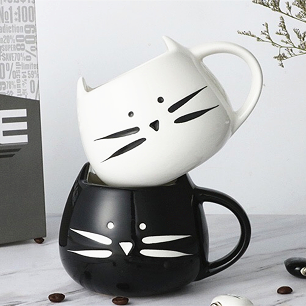 Ceramic Cute Cat Mugs Coffee Milk Mug With Handle 400ml ...