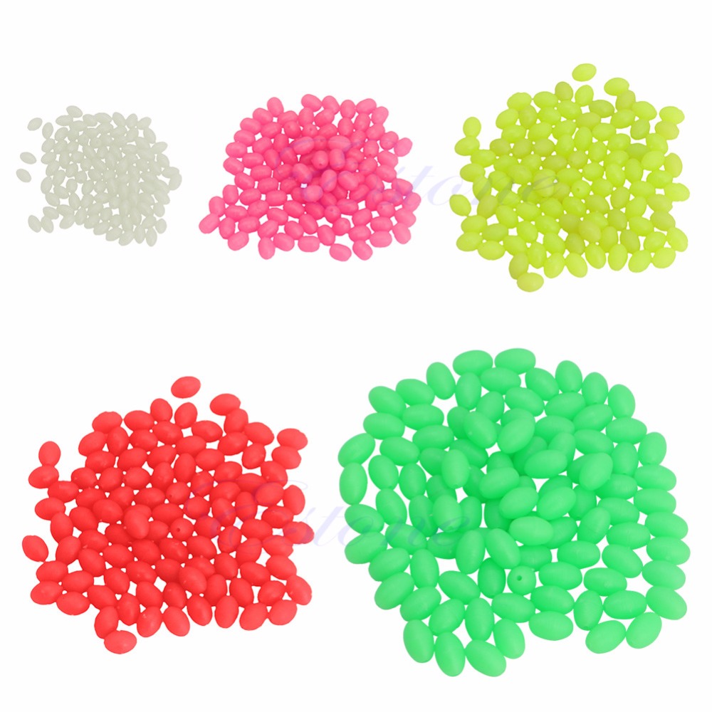 100 Pcs Round Soft Glow Rig Beads Fishing Lure Floating Float Tackles Lures 5mm* 