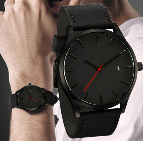 Simple Men Quartz Watch Relogio Masculino Military Sport Wristwatch Leather Strap Mens Reloj Complete Calendar Watches Hom Saati ► Photo 1/6