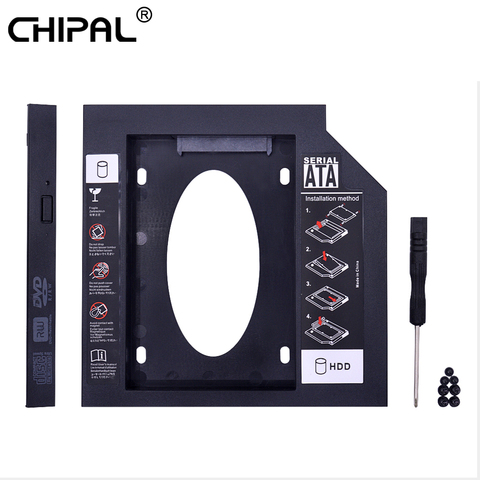 CHIPAL Universal 2nd HDD Caddy 12.7MM SATA 3.0 for 2.5 Inch SSD Case Hard Disk Drive Enclosure for Laptop CD-ROM DVD-ROM Optibay ► Photo 1/6