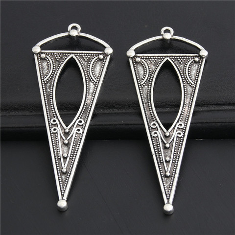 5pcs  Silver Color Large Inverted triangle Earing Charms With Hole Pendant Trendy Jewelry Finding Accessories 68x25.5mm A3016 ► Photo 1/6