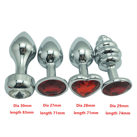 1pcs small size 4 shape for choose 12 color metal Anal plug jewelry thread heart crystal butt beads dildo Sex toys for men women ► Photo 1/6