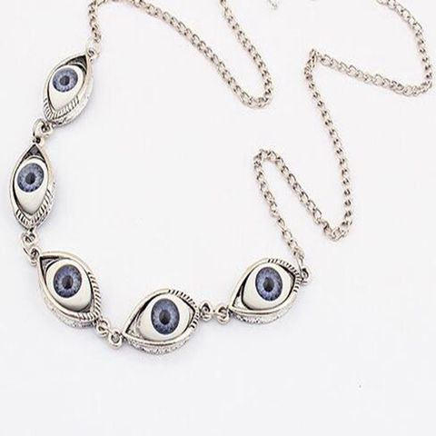 Vintage Silver Bronze 5 Angel Devil Eyes Necklace Pendant Punk Choker BFF Statement Necklace For Women Witch Gothic Jewelry Gift ► Photo 1/6