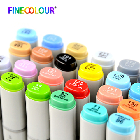 Finecolour EF100 Art Supplies Alcohol Based Ink Calligraphy Marker Double Headed Brush Art Markers For Drawing 240 Colours 1pcs ► Photo 1/6