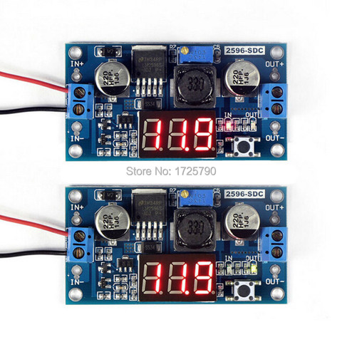 2pcs/lot LM2596 Adjustable Voltage Regulated Power Supply Converter DC-DC Step Down Module 12v to 5v, 24v to 12v Buck Voltmeter ► Photo 1/1