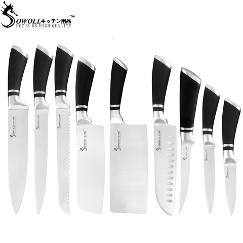 SOWOLL Finest Kitchen Knife 3Cr13 Stainless Steel Chef Knives Set Chopping Santoku Nakiri Slicing Paring Knife Cooking Accessory ► Photo 1/6