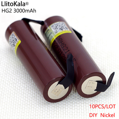 10-100pcs Liitokala 100% New HG2 18650 3000mAh Rechargeable battery 18650HG2 3.6V discharge 20A Power batteries + DIY Nickel ► Photo 1/5