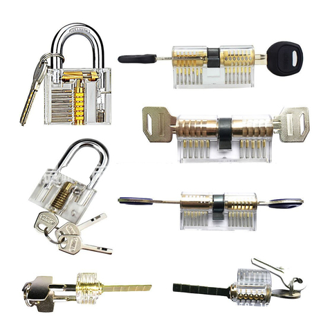 KEYTOOL 7pcs/lot Transparent Locks Combination Practice Locksmith Training Tools Visible Lock Pick Sets Free Shipping ► Photo 1/6