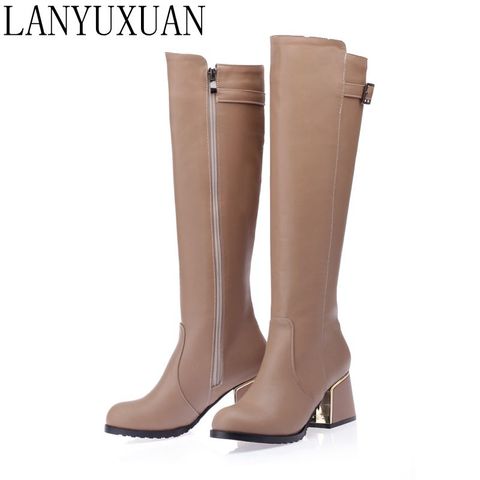 LANYUXUAN 2017 New Big size and Small Sale 30-54 Botas Mujer Boots Shoes Woman Fashion High heels Autumn Winter Boots Women A18 ► Photo 1/6