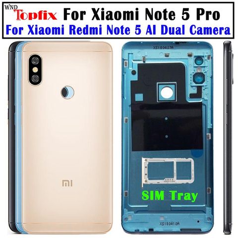 NEW Original Housing For Xiaomi Redmi Note 5 Pro Battery Cover Replacement Parts Case With Lens Buttons Note5 Back Cover case ► Photo 1/6