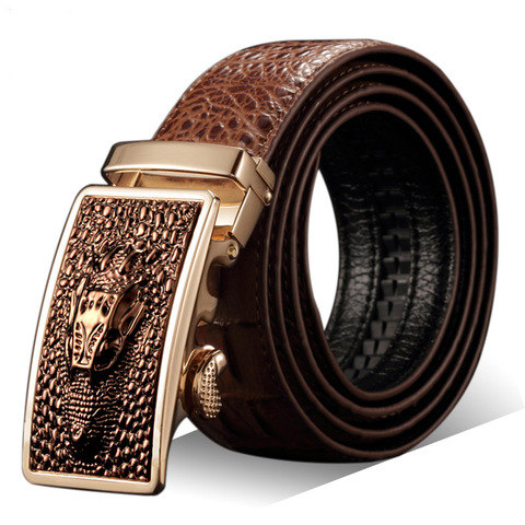 Fashion Casual Men's Leather Belts, Faux Crocodile Leather Belt