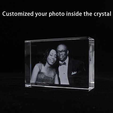 Custom Personality Memorable Photo Laser Engraving Decorative Crystal Block Wedding Anniversary Commemoration day Photo Frame ► Photo 1/1