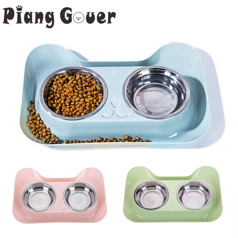 Cute Cat Bowl Non-slip Pet Bowls Dog Food Double Bowl Pet Cat Water Elevated Feeder ► Photo 1/6