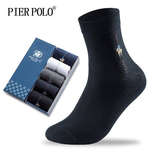 PIER POLO Socks Fashion Brand Crew Cotton Socks Calcetines Hombre Business Male Socks Embroidery Dress Socks Men Gift ► Photo 1/3