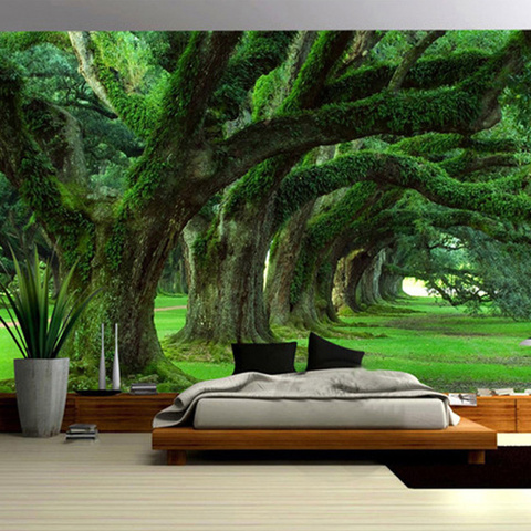 Spatial Extension Personality Wall Mural Wallpaper Green Tree Path Landscape Photo Wall Papers Living Room Restaurant Home Decor ► Photo 1/6