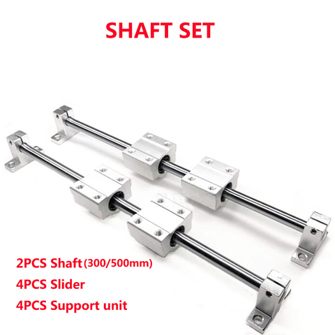 SHAFT SET: 2PCS Linear Shaft8/10/12-300/500mm+ 4PCS SCS8/10/12UU Bearing Blocks+ 4PCS SK8/10/12 Supprot Unit for 3D printer CNC ► Photo 1/6