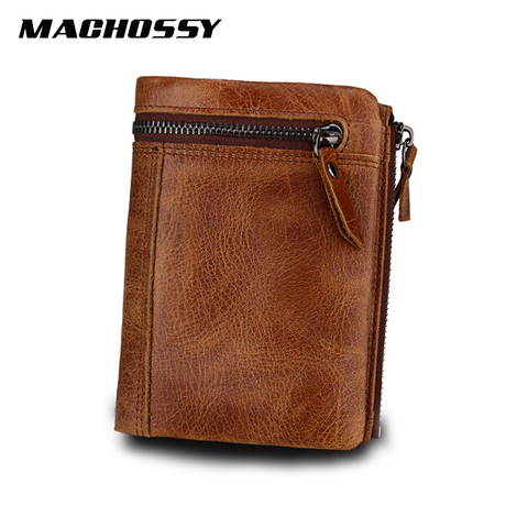 New Design Genuine Leather Men Wallets Coin Pocket Zipper Real Leather Wallet with Coin Purse High Quality Male Purse cartera ► Photo 1/6