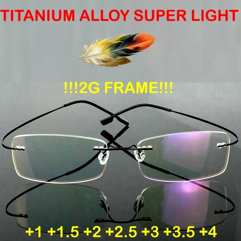2022 =clara Vida=2017 Genuine Brand Titanium 2g Frame!! Super Light Rimless Ultra Reading Glasses +1 +1.5 +2 +2.5 +3 +3.5 +4 ► Photo 1/5