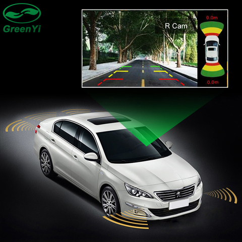 GreenYi 2 Video Input Car Parking Sensor System, Dual Channel for Front and Rear Camera Monitor DVD Player with 8 Sensors ► Photo 1/1